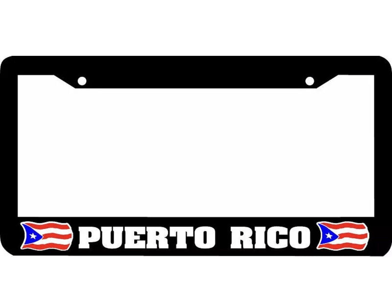 Black Frame PUERTO RICO RICAN FLAG License Plate Frame