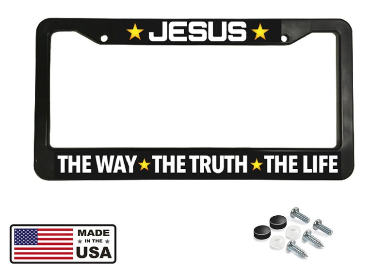 JESUS THE WAY TRUTH THE LIFE CHRISTIAN GOD PEACE Black License Plate Frame NEW