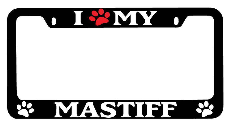 Black METAL License Plate Frame I Heart My (Paw) Mastiff Auto Accessory 464  Mod-GRAPH9856236-9069