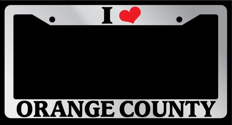 Chrome License Plate Frame "I Heart Orange County" Auto Accessory Novelty 2465  Mod-GRAPH9856236-5000