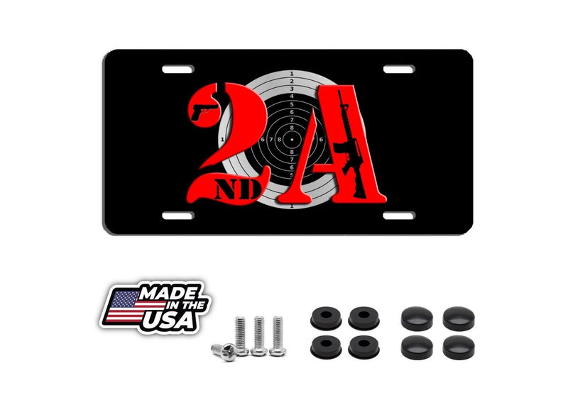 2nd Amendment target aluminum vanity license plate car truck SUV black tag