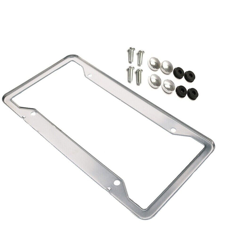 Metal License Plate Frame Cover Screw Caps Chrome 304 Stainless Steel