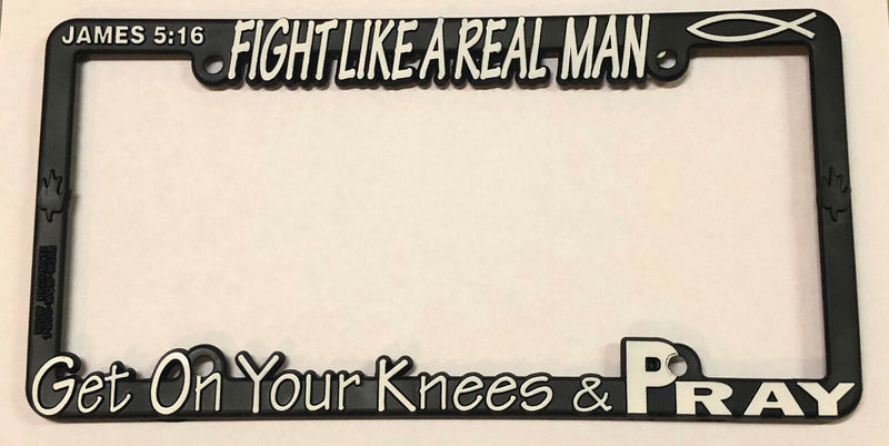 Black 3D License Plate Frame Fight Like A Real Man Auto Accessory  Mod-GRAPH9856236-18