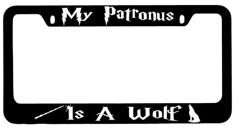 My Patronus Is A Wolf Black METAL License Plate Frame Auto For Harry Potter  Mod-GRAPH9856236-9692