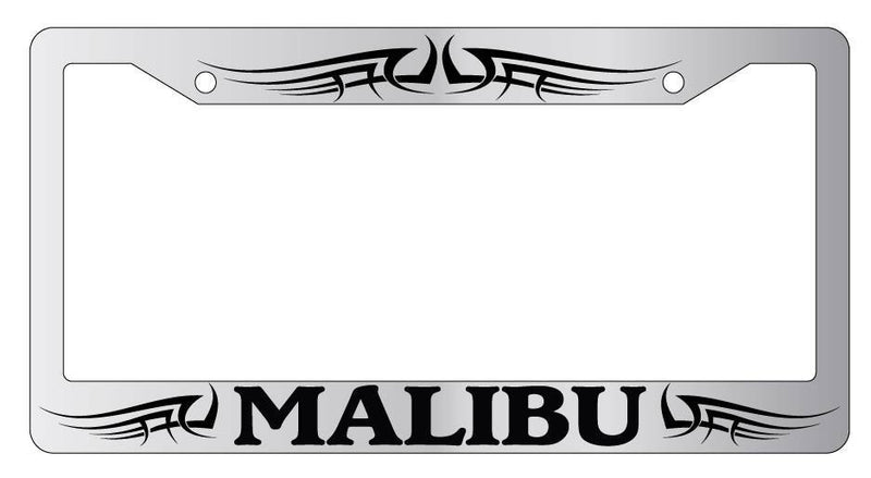 Chrome License Plate Frame MALIBU TRIBAL 