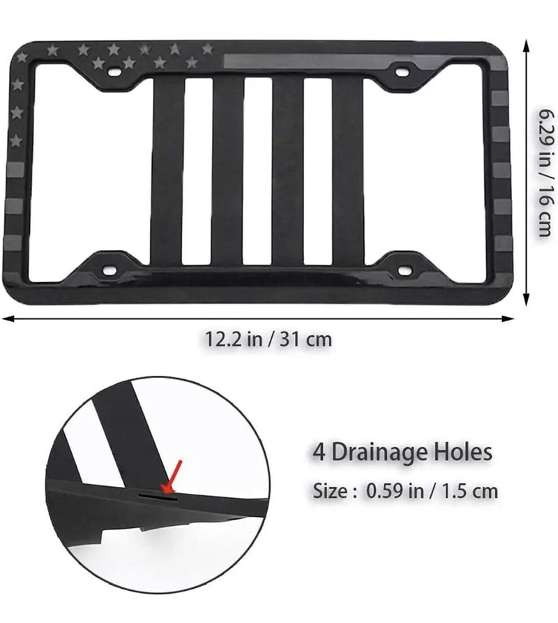 Silicone American Flag License Plate Frame 2 Pack Black License Plate Cover with