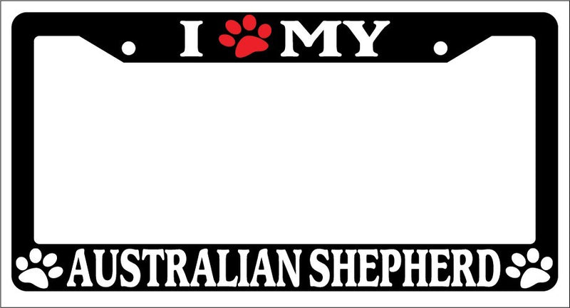 Black License Plate Frame I Heart My Australian Shepherd (Paw) Accessory 264  Mod-GRAPH9856236-1145