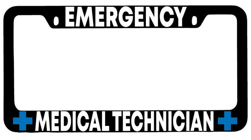 Emergency Medical Technician Black METAL License Plate Frame  Mod-GRAPH9856236-7989