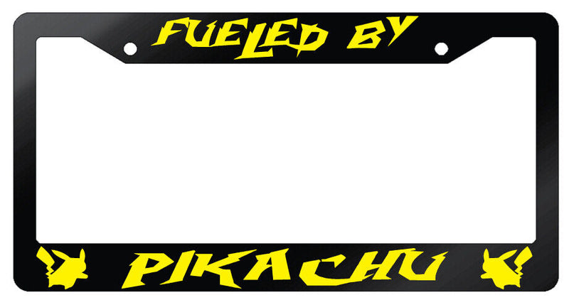 Fueled By For Pikachu Design 2A Glossy Black Plastic License Plate Frame For Pokemon  Mod-GRAPH9856236-7387