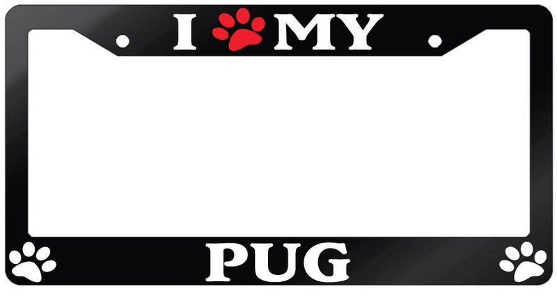 Glossy Black License Plate Frame I (PAW) MY PUG Auto Accessory 528  Mod-GRAPH9856236-7101