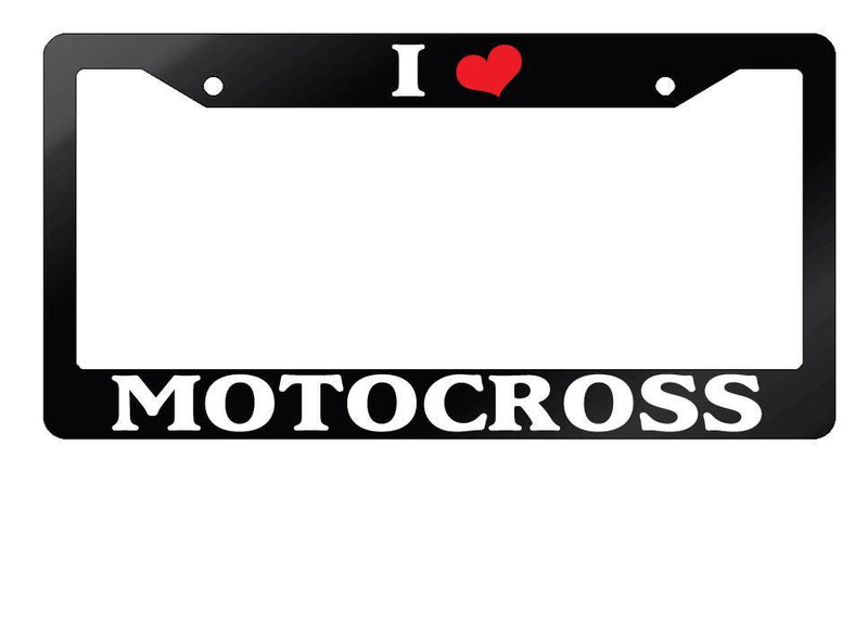 Glossy Black License Plate Frame I HEART MOTOCROSS Auto Accessory  Mod-GRAPH9856236-7555