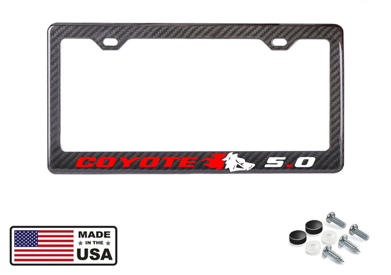 Ford Mustang Racing Coyote Badge 5.0 GT 100% Carbon Fiber License Plate Frame