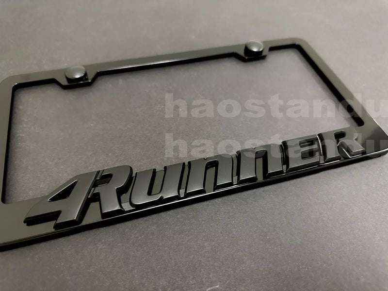 1x Black 4Runner 3D Emblem BLACK Stainless License Plate Frame RUST FREE
