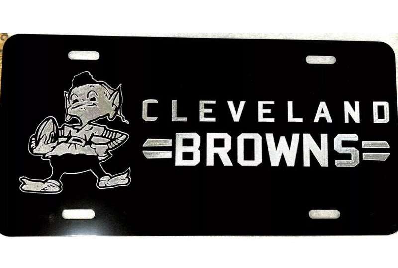 Cleveland Browns 2 Car Tag Diamond Etched on Aluminum License Plate