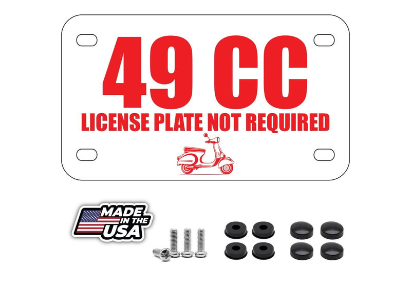 49 CC Moped Scooter Plastic License Plate Place Holder Sign - Plate Not Required