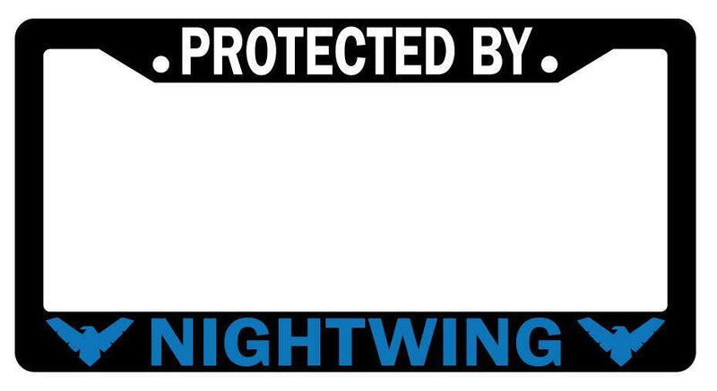 Protected By Nightwing Black Plastic License Plate Frame DC  Mod-GRAPH9856236-1987