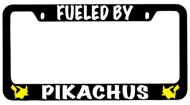 Fueled By For Pikachus Black METAL License Plate Frame For Pokemon  Mod-GRAPH9856236-9819