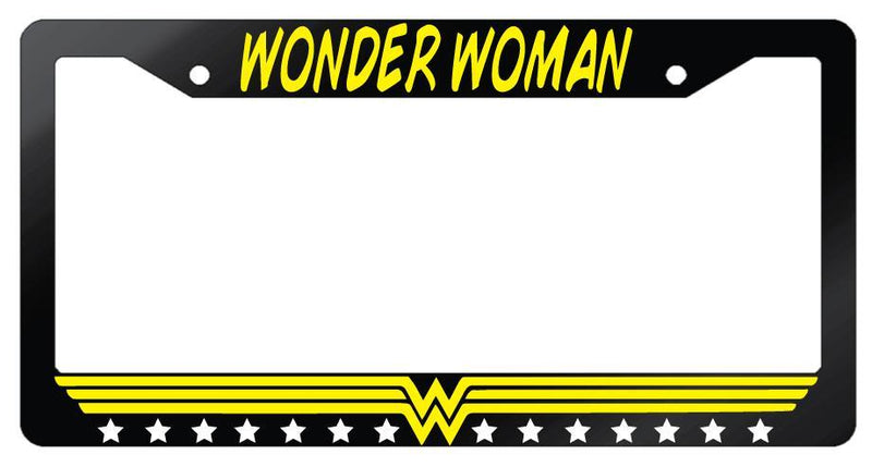 Wonderwoman Glossy Black Plastic License Plate Frame DC  Mod-GRAPH9856236-6997
