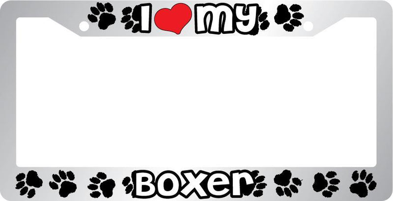 Chrome License Plate Frame I Heart My Boxer Auto Accessory Peticular  Mod-GRAPH9856236-6605