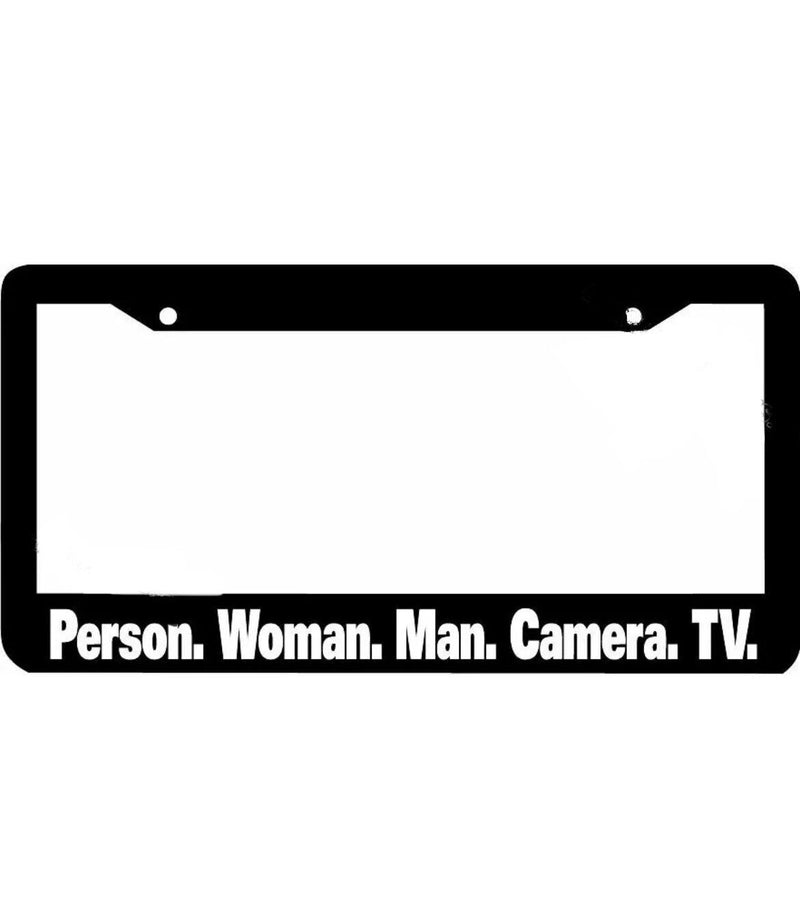 Person. Woman. Man. Camera. TV. funny License Plate Frame