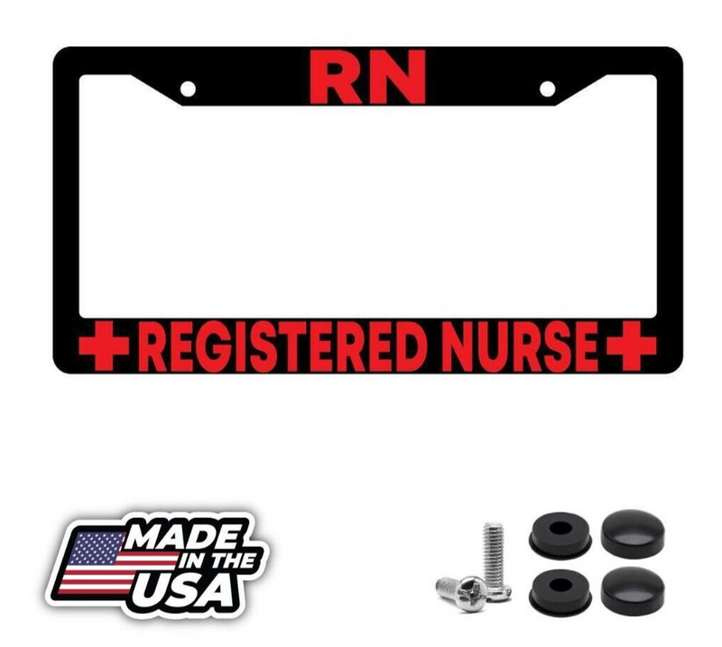 RN Registered Nurse Black Plastic License Plate Frame