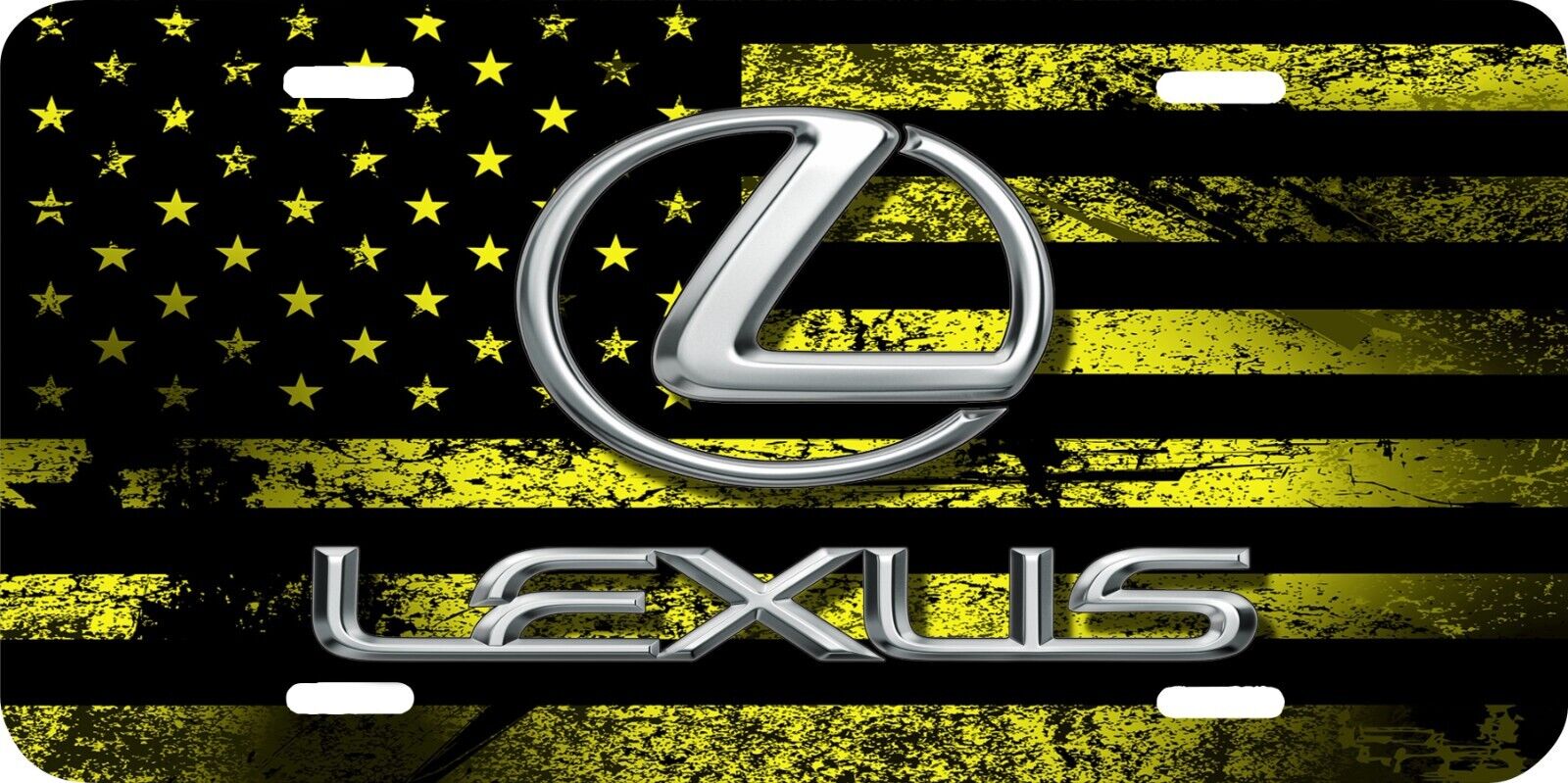 LEXUS LOGO AMERICAN YELLOW BLACK FLAG VEHICLE LICENSE PLATE AUTO CAR T ...