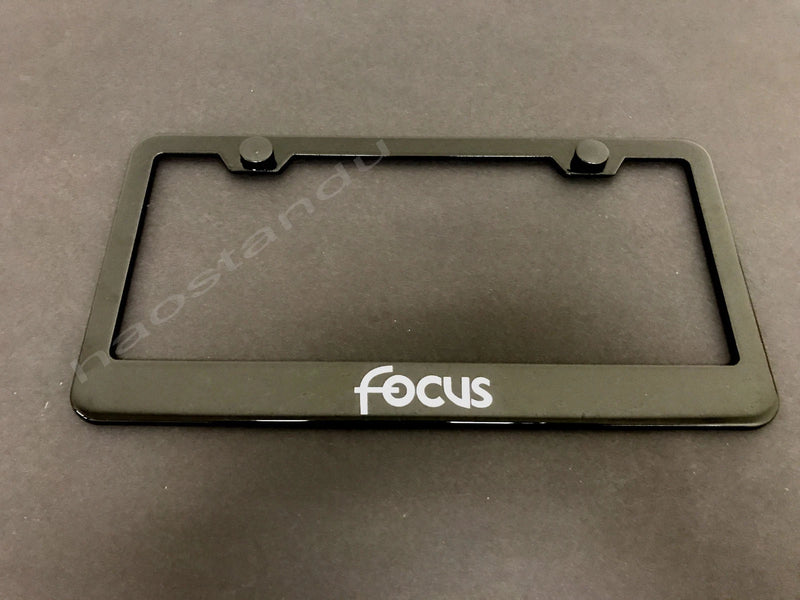 1x FOCUS BLACK Stainless Metal License Plate Frame + Screw Caps(Style 2000-2005)