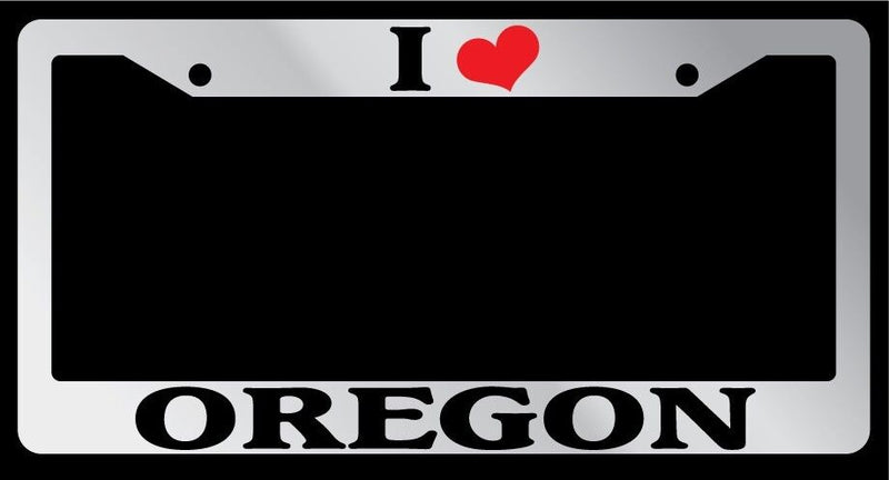Chrome License Plate Frame "I Heart Oregon" Auto Accessory Novelty 2468  Mod-GRAPH9856236-6195