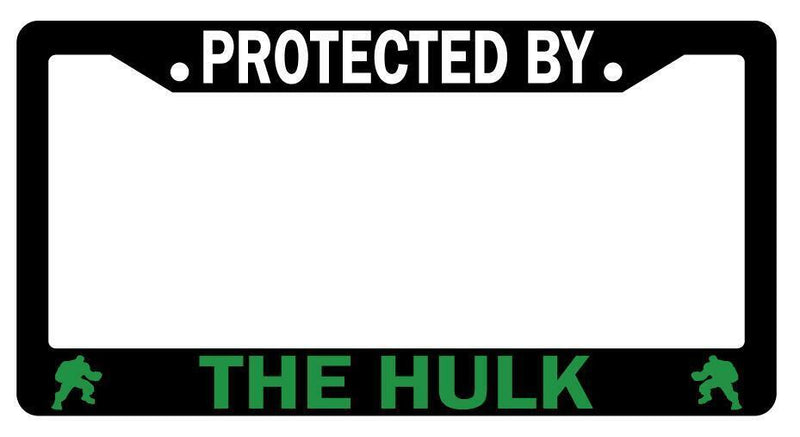 Protected By For Hulk Black Plastic License Plate Frame For Marvel  Mod-GRAPH9856236-2043