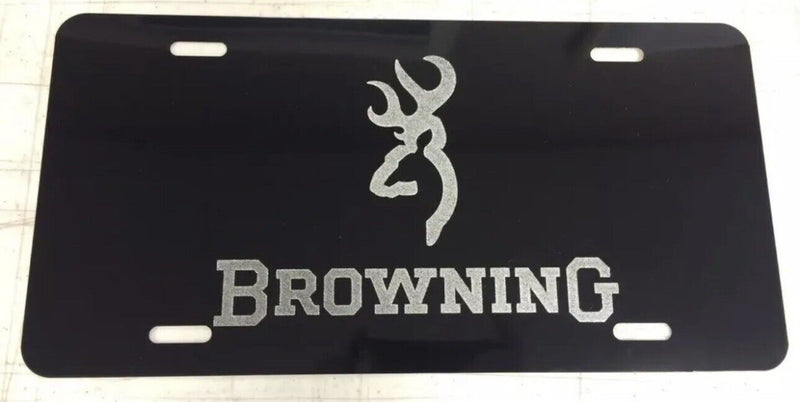 Engraved BROWNING Car Tag Diamond Etched Aluminum Vanity Front License Plate