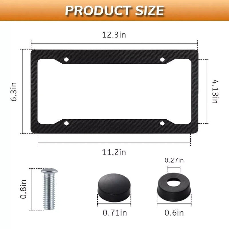 2x Black Car Carbon Fiber License Plate Frame Cover Front & Rear Universal USA