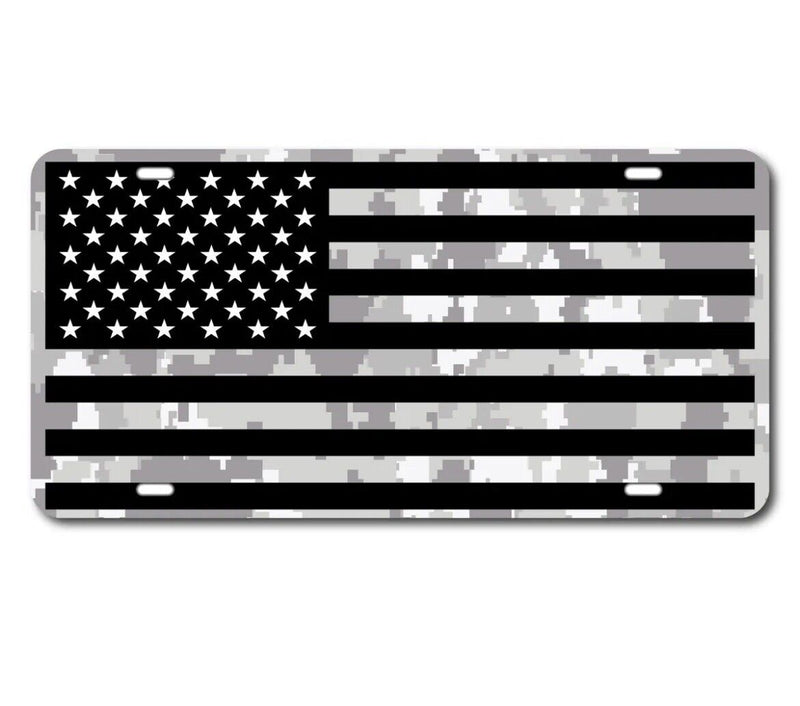 Digi Camo American Flag Black and white Vanity License Plate Car Truck Accessory
