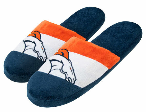 NFL Denver Broncos Mens Slippers Pair Size 13/14 Slip On Hard Sole