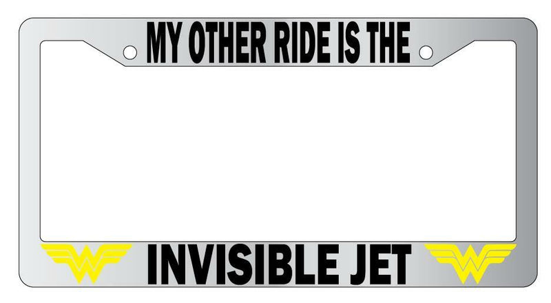 My Other Ride Is The Invisible Jet Chrome Plastic License Plate Frame  Mod-GRAPH9856236-5573