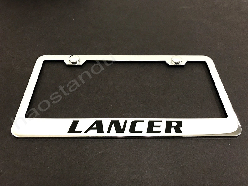 1x LANCER STAINLESS STEEL LICENSE PLATE FRAME + Screw Caps
