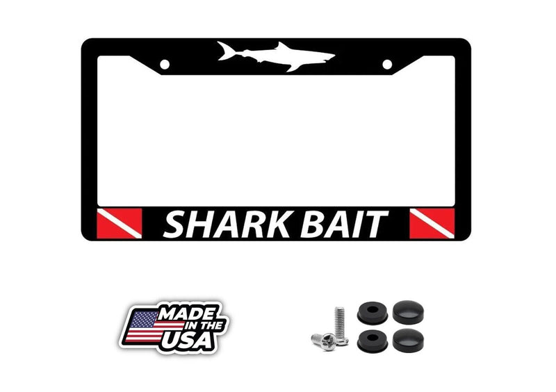 Black License Plate Frame SHARK BAIT LOGO w/FLAGS Auto Accessory