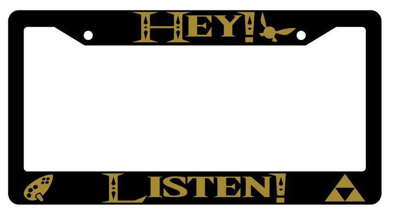 Hey! Listen! Black Plastic License Plate Frame Legend Of Zelda  Mod-GRAPH9856236-4050
