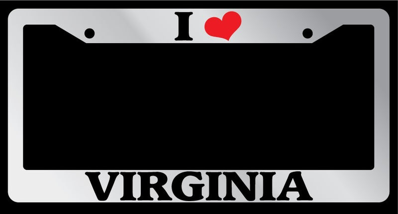 Chrome License Plate Frame "I Heart Virginia" Auto Accessory Novelty  Mod-GRAPH9856236-6208