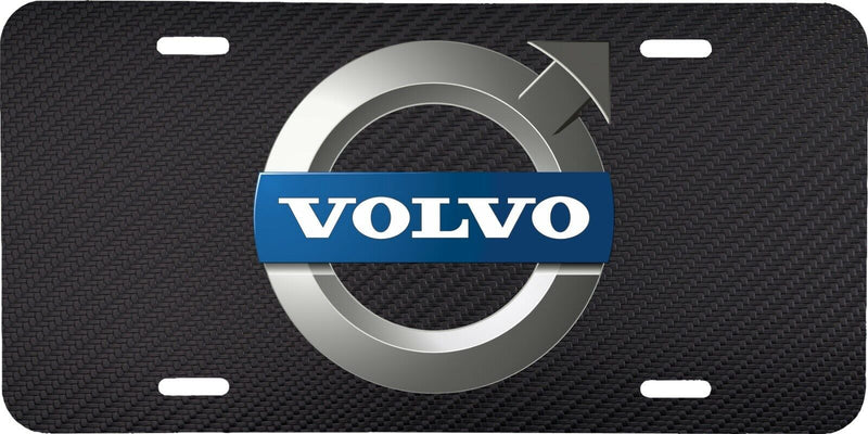 VOLVO LOGO CARBON FIBER LOOK VEHICLE LICENSE PLATE AUTO CAR FRONT TAG .040 GA