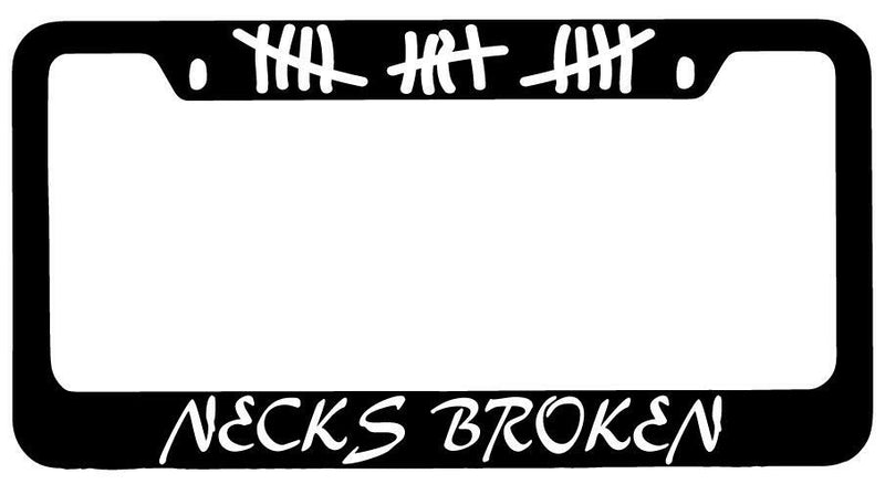 Necks Broken w/Tally Marks Black METAL License Plate Frame  Mod-GRAPH9856236-8844