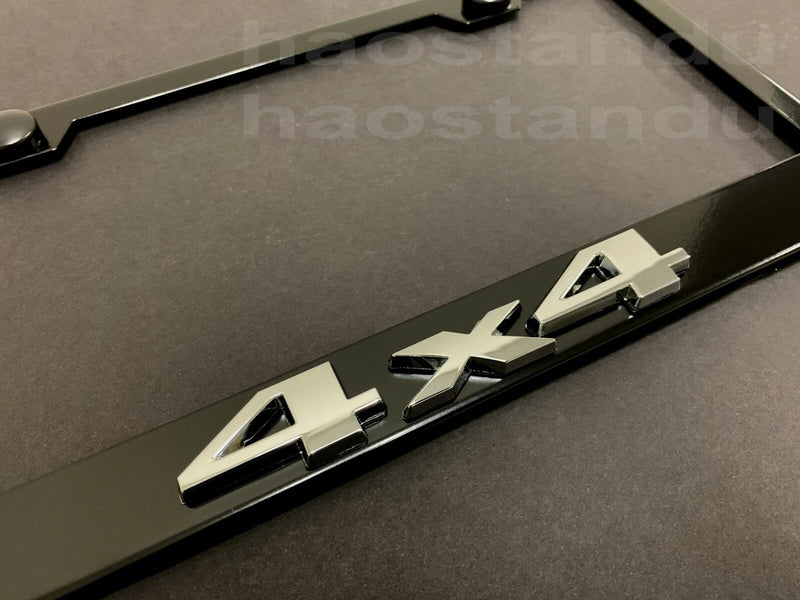 1x "4x4" 3D Emblem Badge BLACK Stainless License Plate Frame RUST FREE AWD