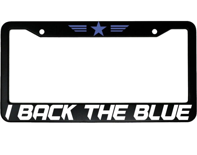 I Back The Blue Aluminum Car License Plate Frame