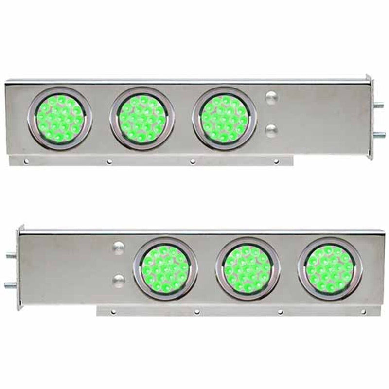 Stainless Steel Rear Mud Flap Hanger Bar Green LED Lights Spring