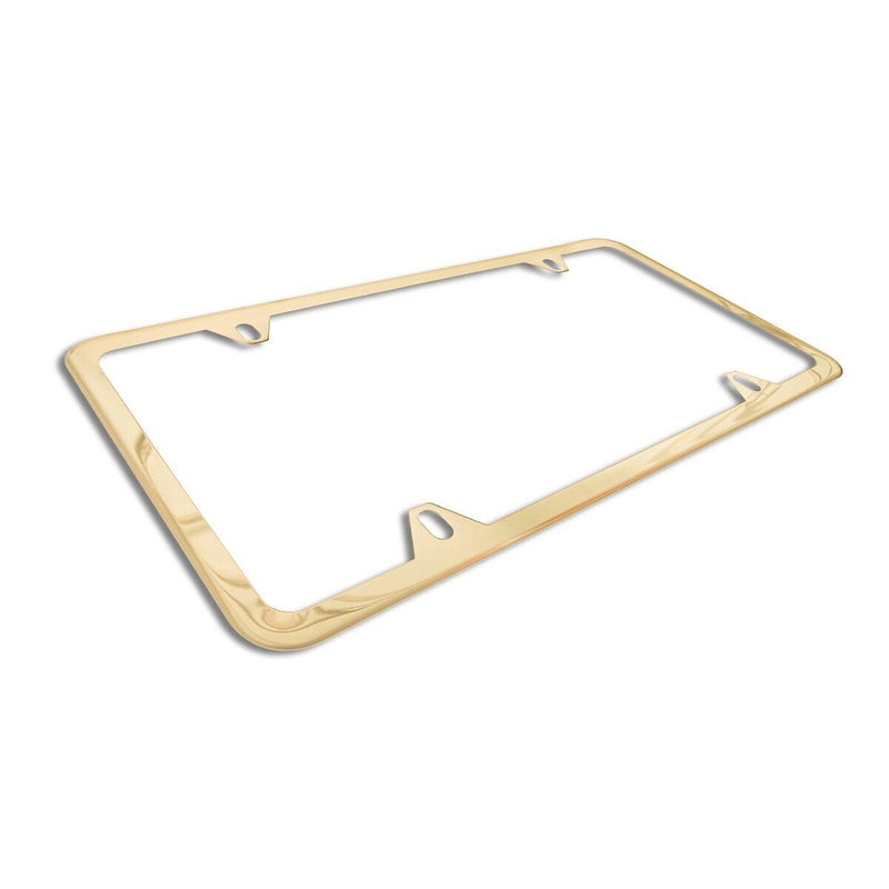 2PCS SLIM 24k Gold Plated STAINLESS STEEL LICENSE PLATE FRAME SCREW CAP-4 HOLE