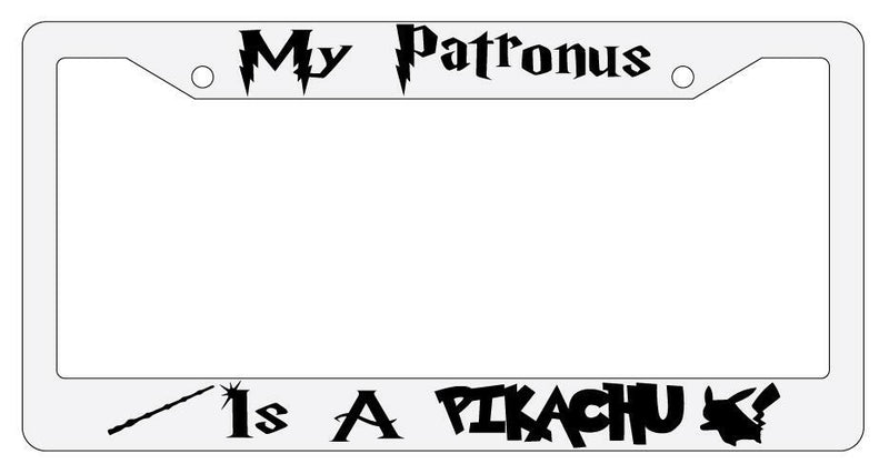 My Patronus is A For Pikachu White Plastic License Plate Frame Auto Accessory  Mod-GRAPH9856236-3537