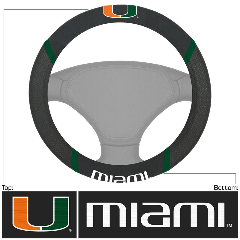 NCAA Miami Hurricanes Embroidered Steering Wheel Cover