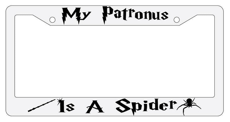 My Patronus is A For Spider White Plastic License Plate Frame Auto Accessory  Mod-GRAPH9856236-3533