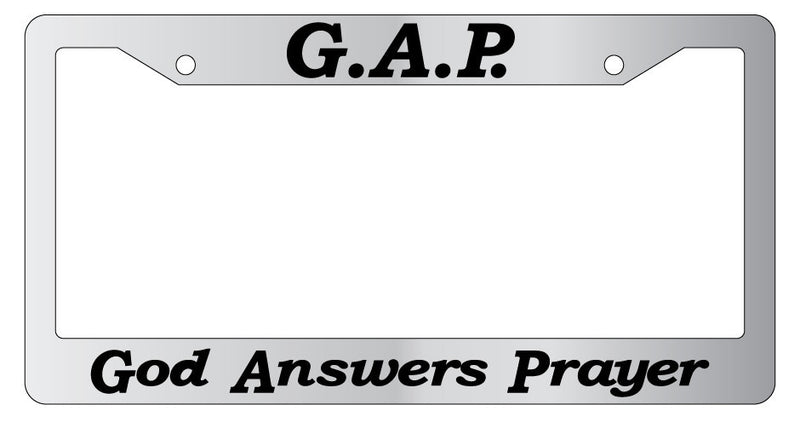 Chrome License plate frame Christian God answers Prayer (