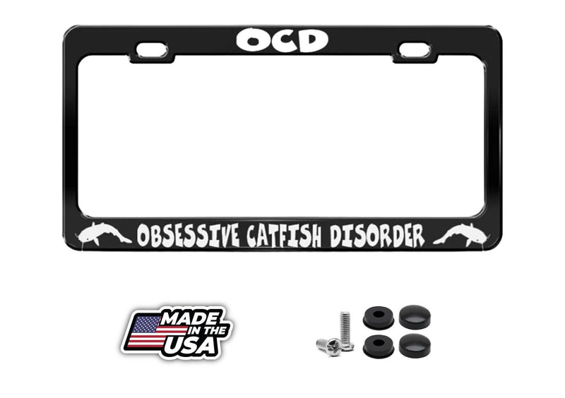 Metal License Plate Frame Ocd Fish Fishing Car Accessories Black