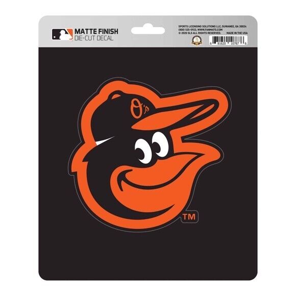 MLB Baltimore Orioles Decal Matte 5"X6.25" Auto Boat Cooler Luggage